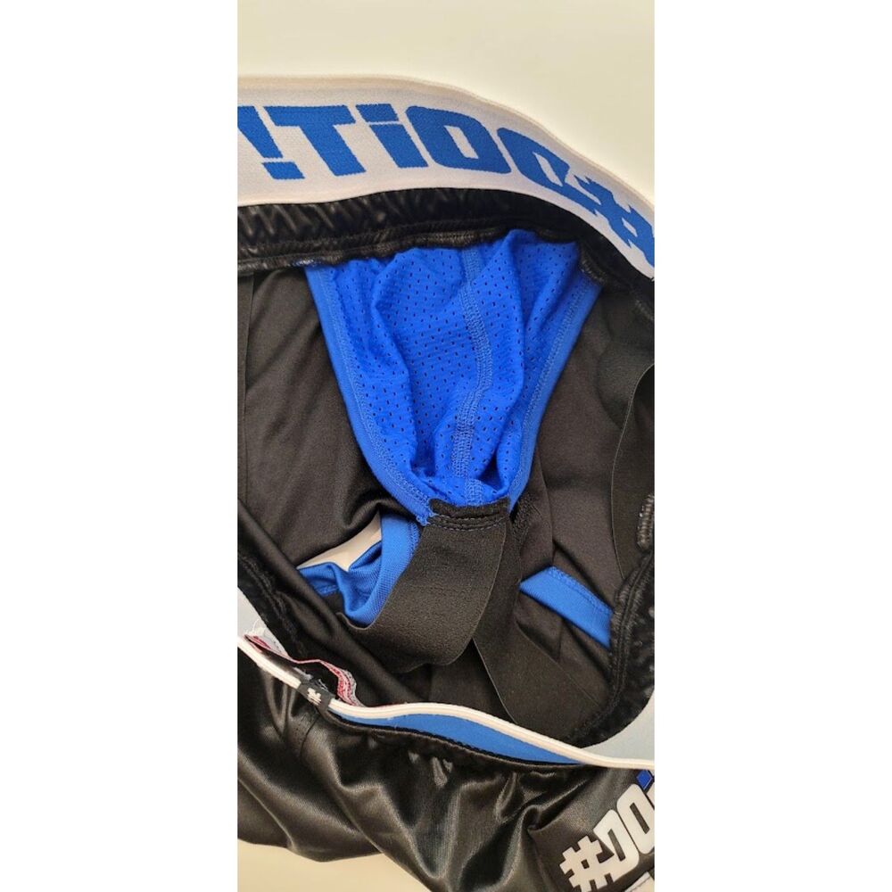 DOiT Shiny Split Running Shorts Built-In Jockstrap Black Blue Gay Pride Sz. L - Picture 8 of 10
